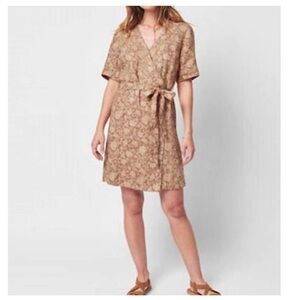 Ferhety  100% Linen Ashely Dress in Bronze Rivera flora Size XS